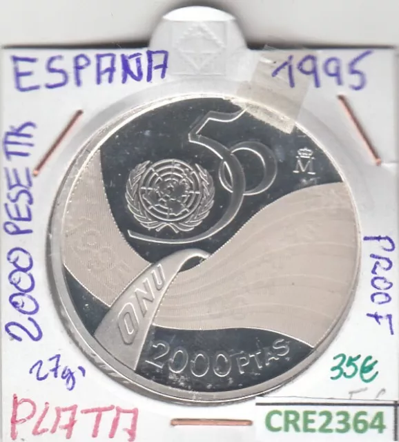 Cre2364 Moneda España 2000 Pesetas 1995 Proof Plata 35