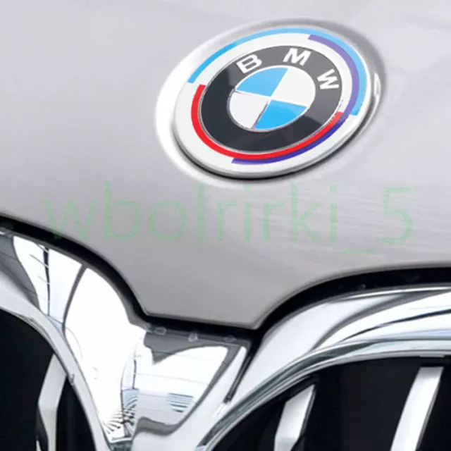 Für BMW 82mm+74mm 50 Jahre M Emblem Vorne Motorhaube Heckklappe Hinten Car Badge 2