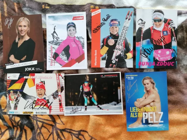 Autogramm Sammlung - BIATHLON  - 8 Karten - SIGNED!