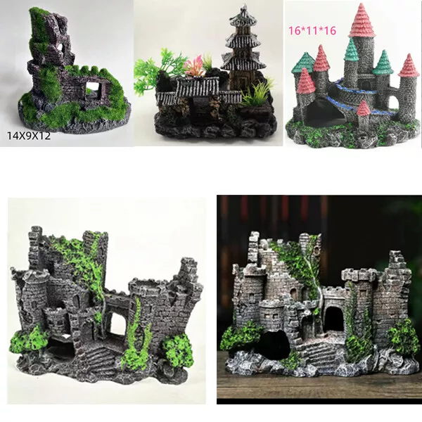 Aquarium Ornaments Resin Castle Fish Tank Ornament Tower Artificial Landscape