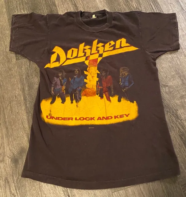DOKKEN Vintage UNDER LOCK AND KEY Tour Shirt 100% Authentic Screen Stars Small-M