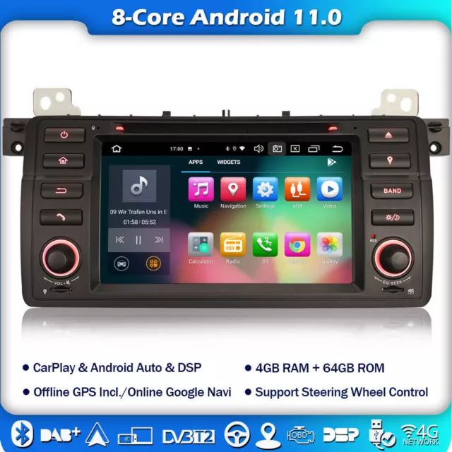 8 Core Android 11 Autoradio GPS Navi DAB+CarPlay BMW 3 Series E46 Rover 75 MG ZT