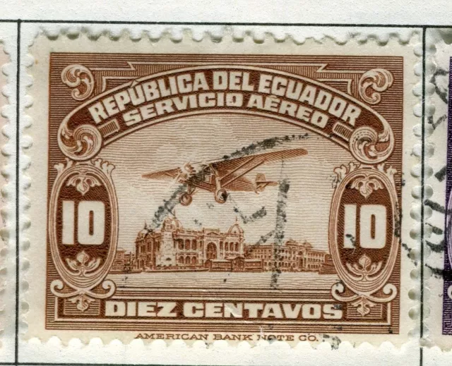 ECUADOR;  1929 early AIR issue fine used 10c. value