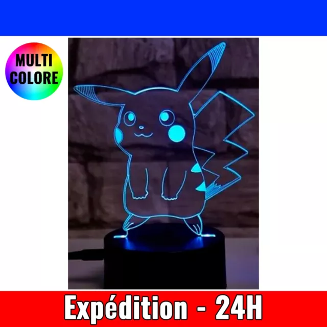 Lampe 3D Tactile LED Pokemon Pika Veilleuse Figurine