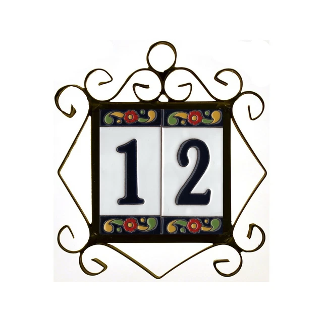 15cm x 7.5cm Hand-painted Large Spanish Pepper Design Ceramic House Number Tiles