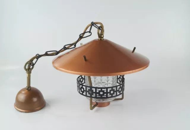 Deckenleuchte vintage Retro 60er Jahre Deckenlampe Hängelampe Kupfer Eisen ✅