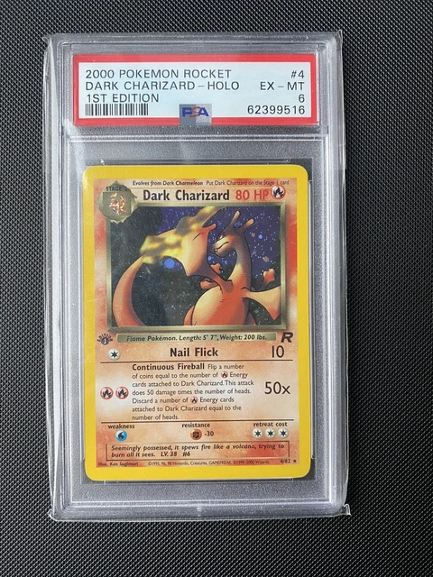 1ST EDITION Dark Charizard HOLO 4/82 - Team Rocket PSA 6 Ex-MT Pokémonkarte