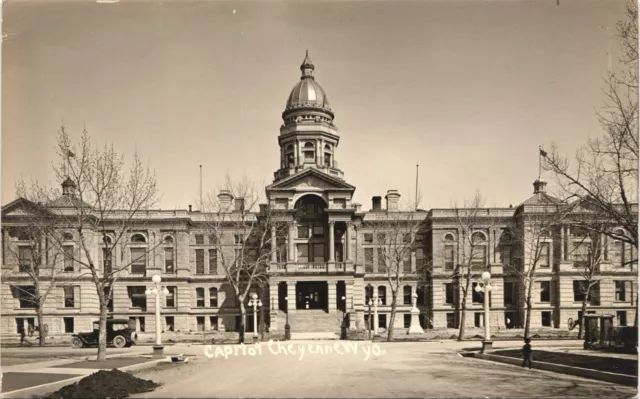 WYOMING CAPITOL BUILDING antique real photo postcard rppc CHEYENNE WY 1920s rare