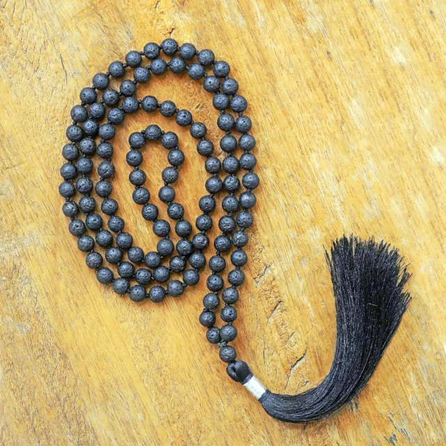 Inner Peace Mala 8MM, Lava Mala, Mala noué à la main, Collier de lave 2