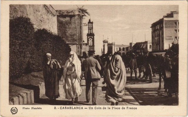 CPA AK MAROC CASABLANCA Un Coin de la Place de France Flandrin (37768)