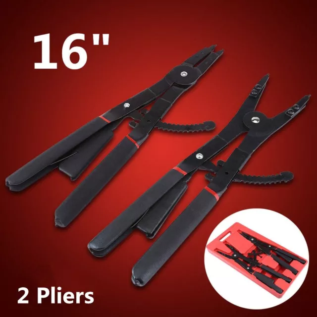 16" LARGE Circlip Snap Ring Pliers Set Retaining Ring Ratcheting w/ 8pcs Tips AU 3