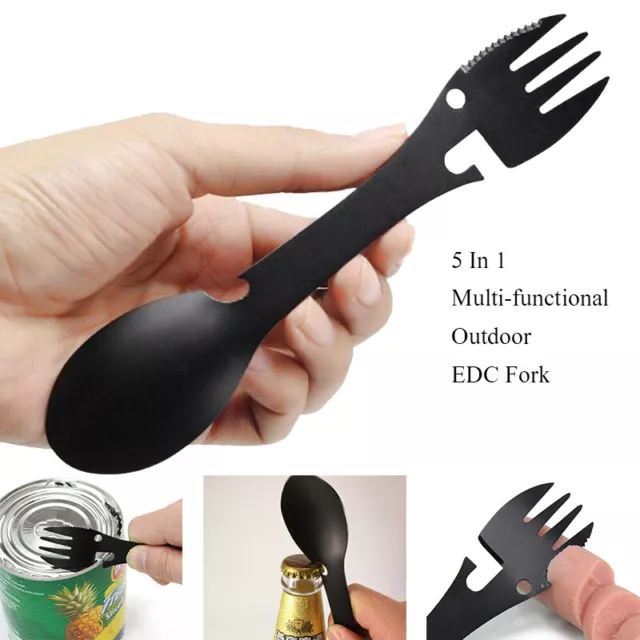 5in1 Essbesteck Göffel Camping Outdoor Spork Multi Besteck Feldbesteck Gabel NEU