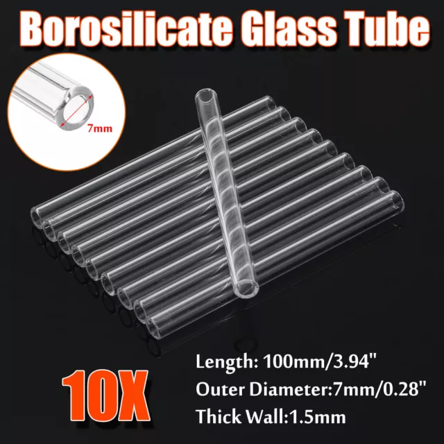 10-40Pcs 100mm OD 8mm 1.5mm Thick Wall Borosilicate Lab Pyrex Glass Blowing Tube