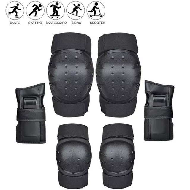 6pcs Protective Gear Set Skateboard Skating Knee Elbow Wrist Pad Adults Kids