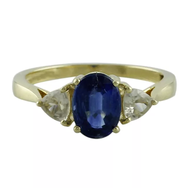 Beautiful Blue Kyanite Gemstone Engagement Jewelry 10k Yellow Gold Ring