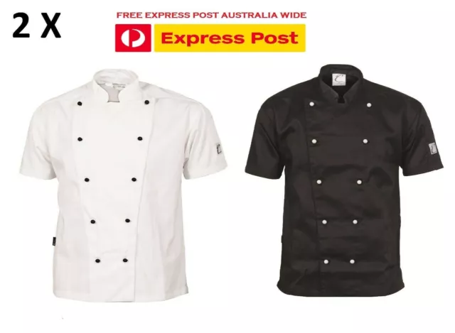 2 X Traditional Chef Jacket Short Sleeve DNC Work Wear 1101- FREE EXPRESS POST