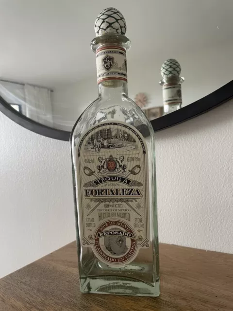 Empty Fortaleza Reposado Tequila Bottle