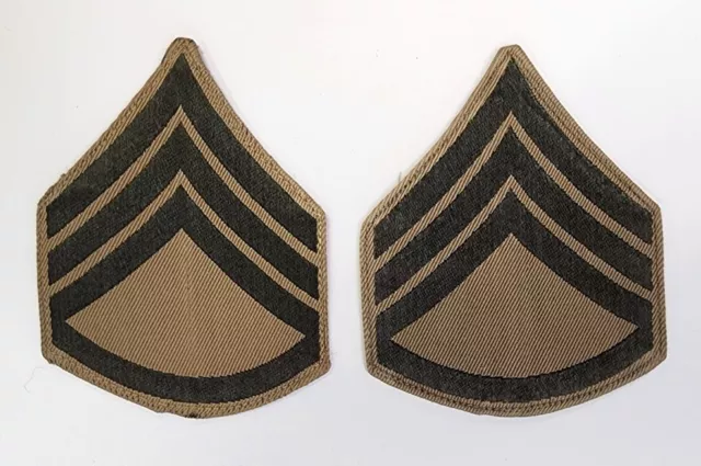 WWII Pair USMC Platoon Sergeant Khaki Summer Service Chevrons Patches