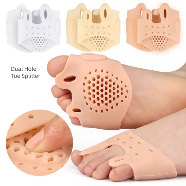 1Pair Metatarsal Pads Gel Toe Separators Double Hole To Prevent Thumb Inversion