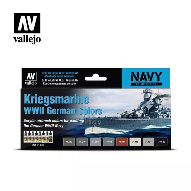 Av Vallejo Model Air Set - Kriegsmarine WWII Allemand Couleur VAL71615