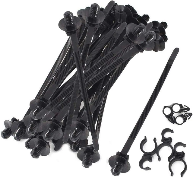 S SYDIEN 50Pcs Black Fir Tree Nylon Push Mount Cable Zip Tie 8.3"X0.18"