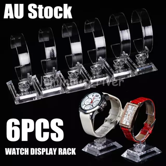 6x Clear Acrylic Bracelet Watch Display Holder Stand Rack Jewelry Bangle Rack AU