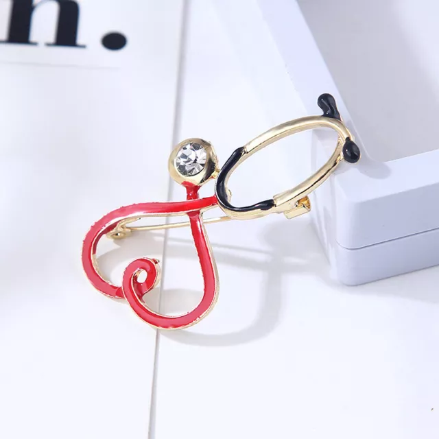 Copper Love Heart Stethoscope Brooches For Women Men Doctor Nurse Medical Br#7H 3