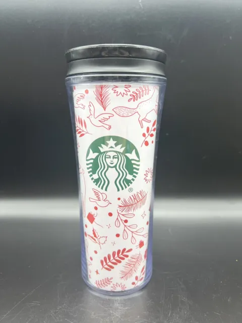 Starbucks Travel Coffee Drink Mug Christmas White Red Reindeer Rabbit Fox 16 oz