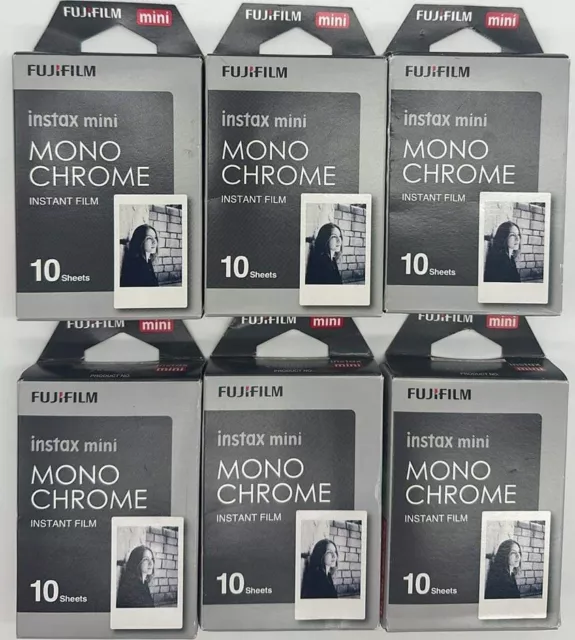 6PK Fujifilm Instax Mini Mono Chrome Instant Film ~ 10 Sheets EACH ~ EXP 1/2024+