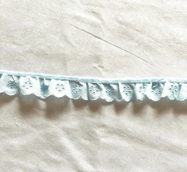 WHITE GATHERED RUFFLED Lace 1 Inch Fabric Trim New 1 1/2 Yard