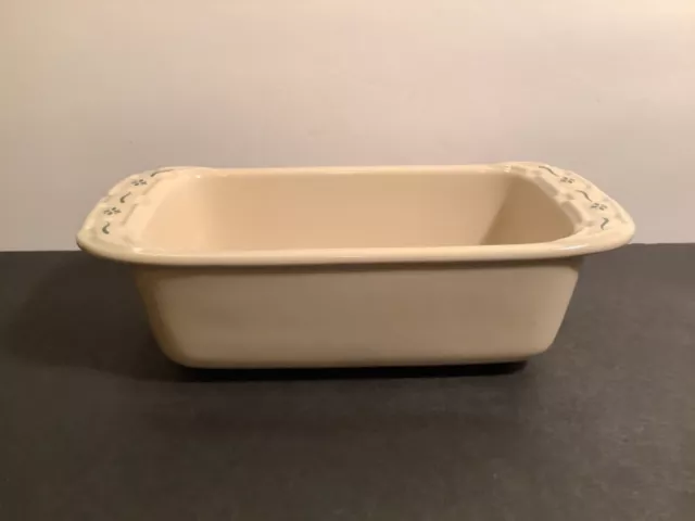 Longaberger Pottery Green Traditions Loaf Pan 6” x 3” x 2” 