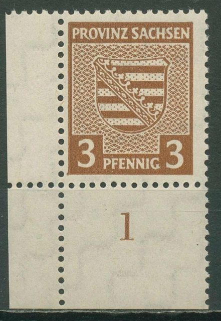 SBZ Provinz Sachsen 1945 mit fluoresz. Gummierung 74 X y Ecke 3 postfrisch