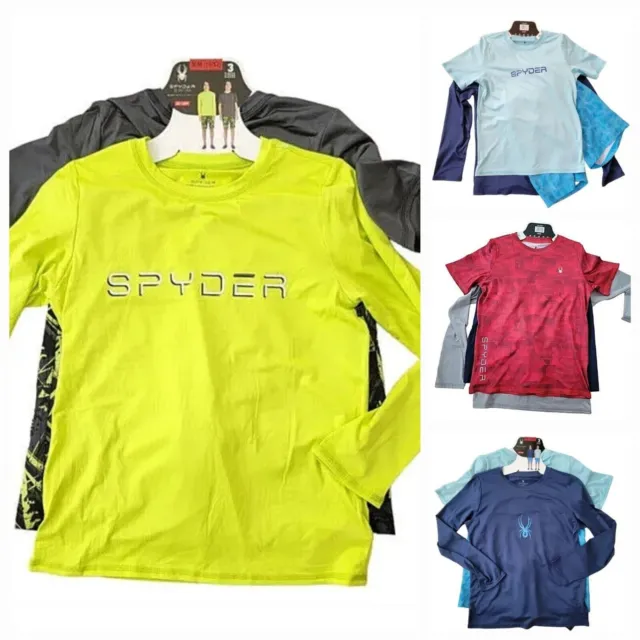 SPYDER 3 Pc Boys Swim Set Rashguard UPF 30+ Sun Protection, Size L (14-16)