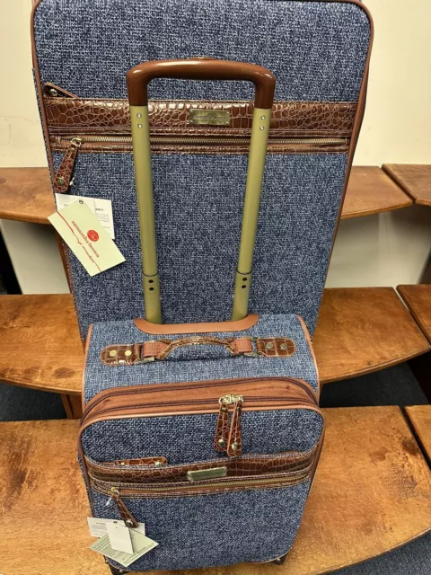 New Samantha Brown Classic Tweed 2 Piece Set 28'/21” Blue /Camel  Color Spinner 2