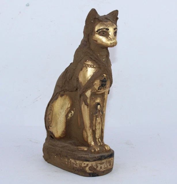 RARO ANTIGUO EGIPCIO ANTIGUO Momificado Pharoh Bastet Cat Estatua (Historia...