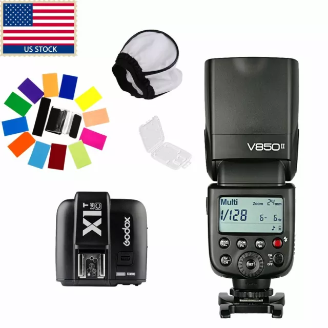 US Godox V850II GN60 2.4G Wireless Speedlite Flash + X1T-C Trigger For Canon