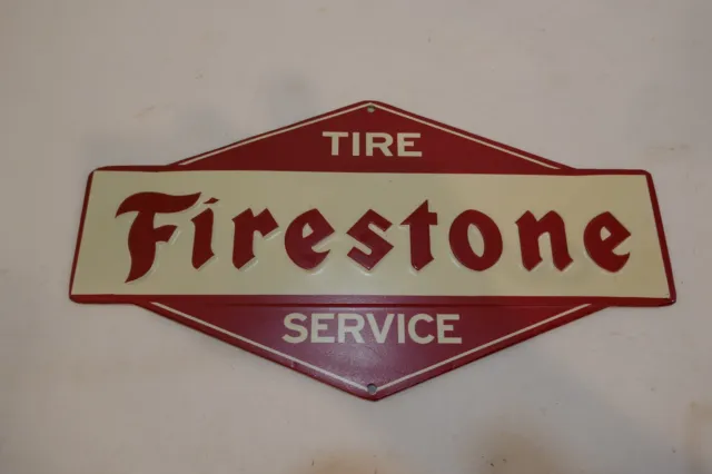 Vintage Tin Firestone Tire Service Sign