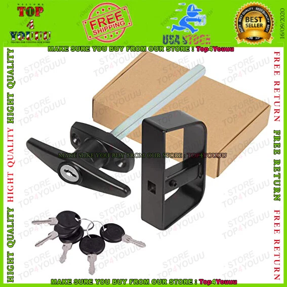 Shed Door Latch T-Handle Lock Kit with 5 KeysBTEOBFY 4-1/2" Stem Storage Barn...
