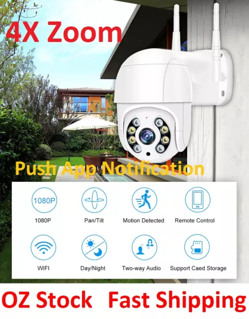 1080P PTZ WiFi Camera Spotlight Colour night 4X Zoom Speed Dome 2 W'Voice Alarm