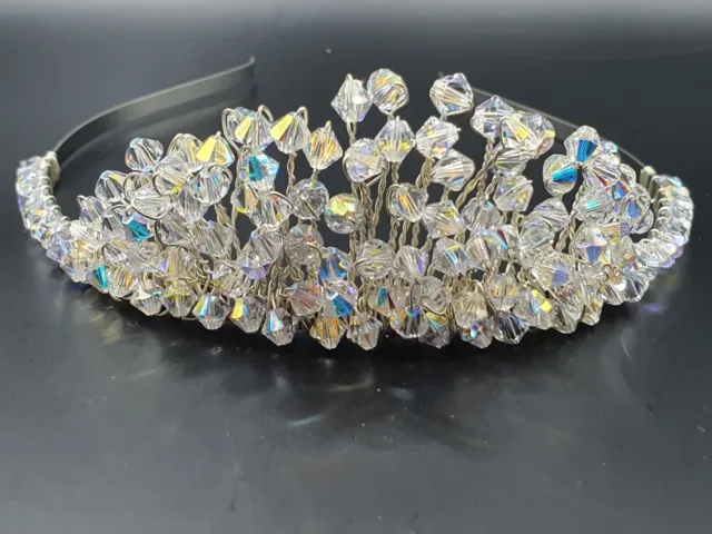 Handmade Swarovski Bicone 6mm AB Crystal Bridal Wedding Tiara Bridal (Emily)