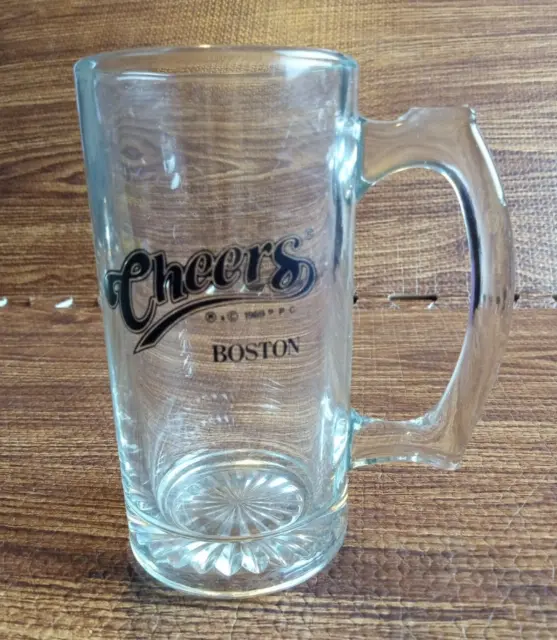 Vintage 1989 Cheers Glass Beer Mug Boston Bar Novelty Mug 5.5" Tall 12oz
