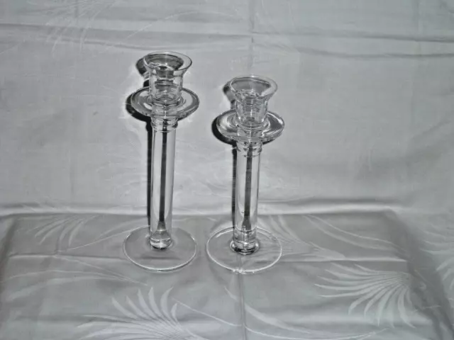 2  Kristall ? Glas Kerzenständer - Vintage - Kerzenleuchter - Vollglas