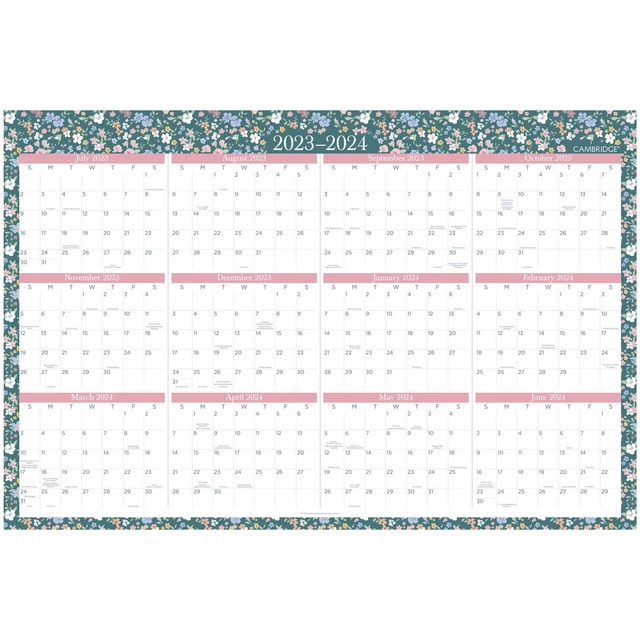 CAMBRIDGE PIPPA 20232024 Erasable Wall Calendar Reversible Academic