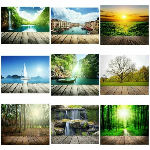 Nature Green View Wooden Floor Photography Background Studio Photo Backdrop