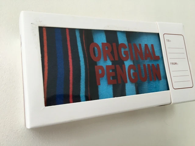 Chaussettes originales Penguin bleu vif/multi rayures 3 paires en boîte tailles 7 à 11 - neuves dans leur boîte