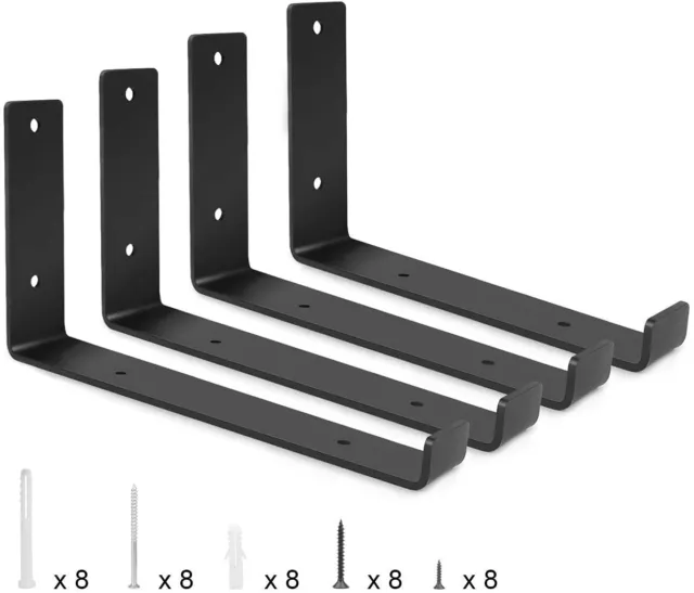 Soporte de estantería estantería de pared portaestanterías de carga pesada 250 mm negro mate juego de 4 artículos de segunda mano