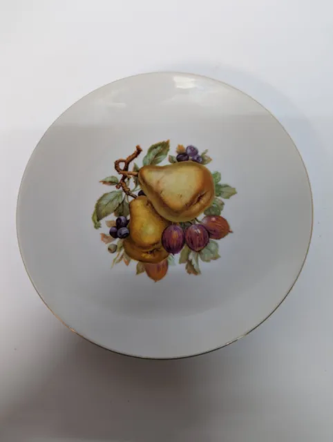Vintage Bareuther Waldsassen Plate Fruit Design Gold Edge Bavaria Germany Pear