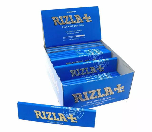 14x RIZLA BLUE KING SIZE Slim Genuine Cigarette Smoking Rolling Papers