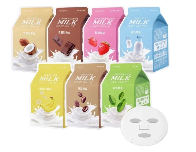 A’pieu Milk Sheet Mask (7 flavors in 1 7 Count (Pack of 1), sheet mask