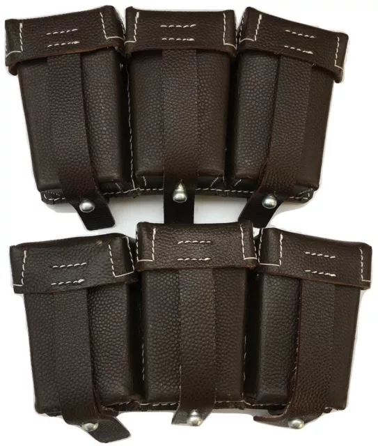 WWII German K98 TRIPLE AMMO POUCH SET (Repro) - Dark Brown